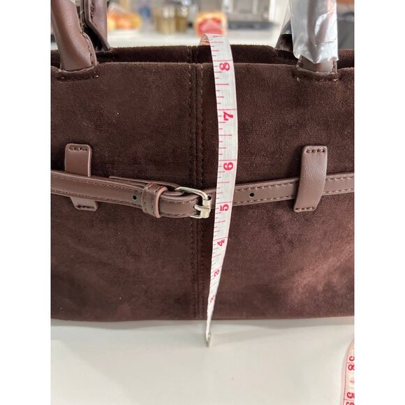 Brown faux suede top-handle bag - Picture 3 of 3
